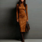 Turtleneck Long-sleeved Dress Fashion Sexy Slim-fitting Bodycon Long Dresses Women's Clothing