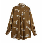 Leopard Lapel Ladies Blouse