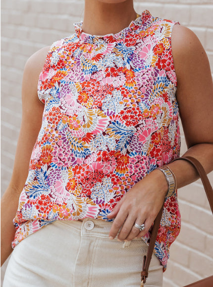 Multicolor Floral Print Relaxed Tank Top Main Image