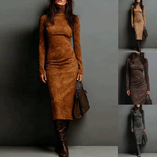 Turtleneck Long-sleeved Dress Fashion Sexy Slim-fitting Bodycon Long Dresses Women's Clothing Hover Image