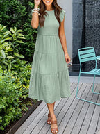 Bohemian Midi Short Sleeve Dress