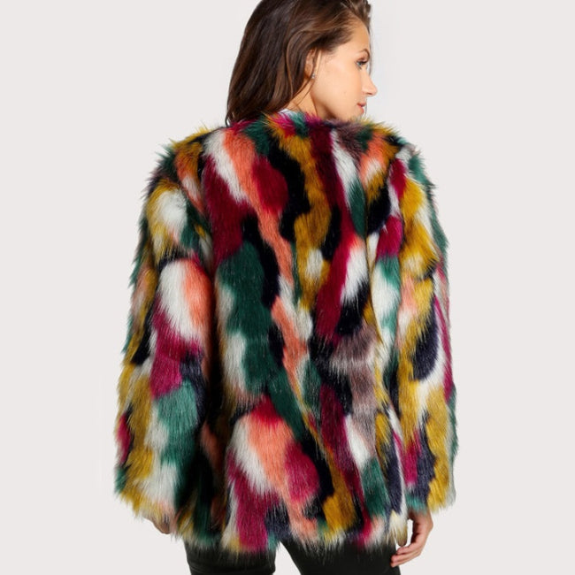 Winter Color Fur Coats Women Elegant Fur Coats Colorful Faux Fur Coat Brand Fashion Long Sleeve Collarless Casual Woman Fur Coat Main Image
