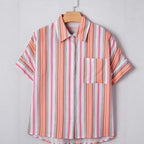 Personalized Striped Print Short-sleeve Summer Blouse For Women