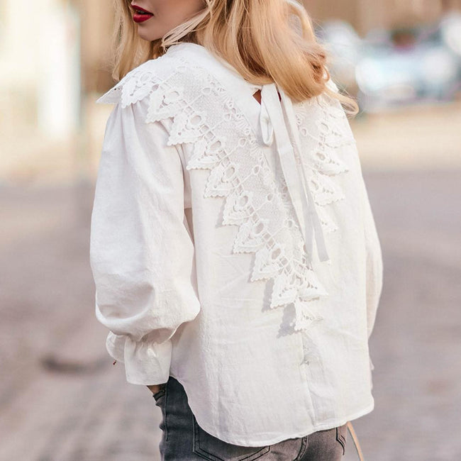 Lady's cotton lace patchwork blouse Main Image