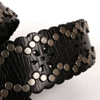Lace rivet leather belt head layer cowhide women's belt