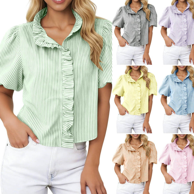 Striped Casual Yarn-Dyed Shirt For Women Hover Image