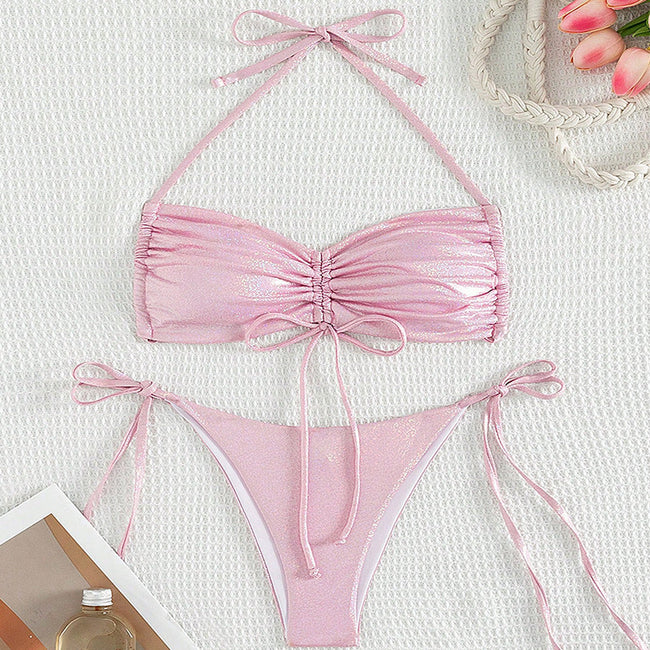 Bikini Drawstring Strap Swimsuit Reflective Women Main Image