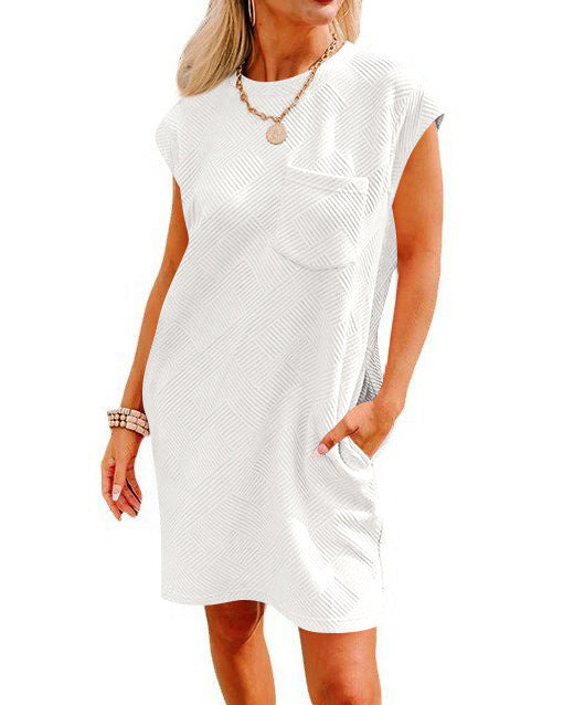 Summer Round-neck Short-sleeve Dress With Pockets Fashion Casual Loose Sports Dresses For Women Clothing Main Image