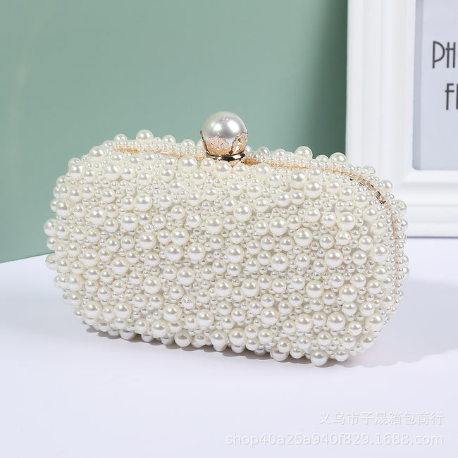Women's Pearl Dinner Bag Soft Surface Lock Clutch Hover Image