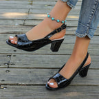 Fish Mouth Chunky Heel Sandals For Women