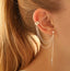 Metal leaf leaf tassel earrings ear clip jewelry women