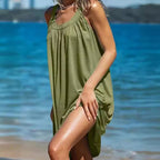 Women's Solid Color Sleeveless Casual Seaside Vacation Beach Dress