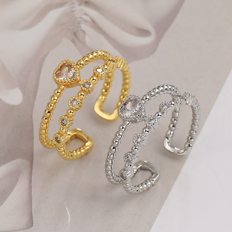 Bagues de couple Bagues réglables zircon croix