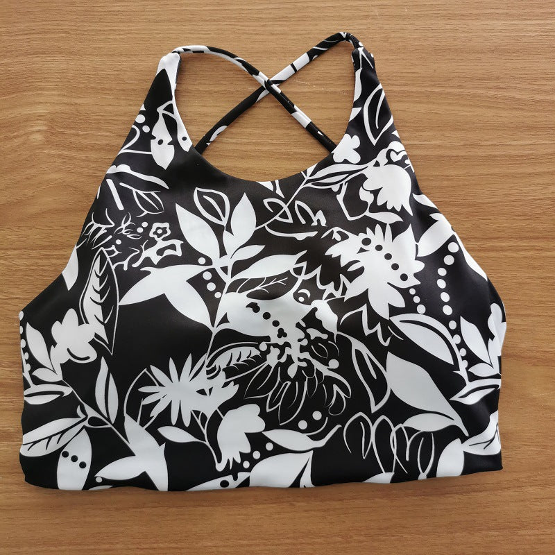 Colorful Printed Yoga Suit For Women With Tank Top And Chest Pad