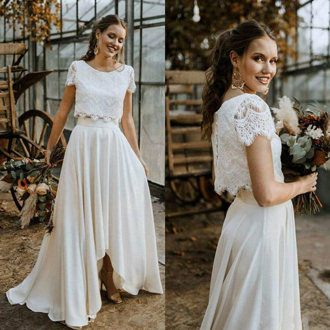 Women's Fashion Casual Jewel Neck Wedding Short Sleeve Top Dress Main Image