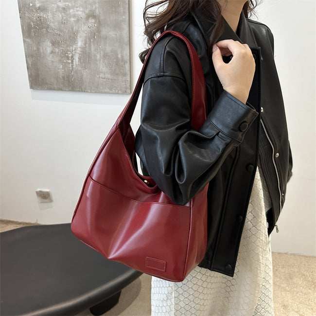 Women Vintage Hobo Bag Casual PU Leather Shoulder Bag Large Capacity Retro Tote Handbag Soft Underarm Bag Fall Winter Bag Main Image