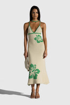 Knitted Strappy Halter V-neck Backless Sexy Dress