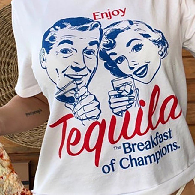 Enjoy Tequila Retro Graphic Tees Women Cute Funny Alcoh Main Image