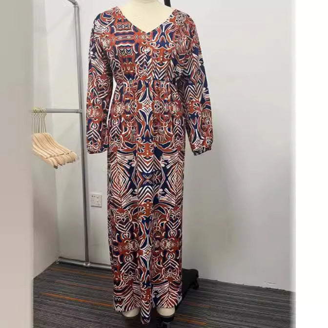 Printed Long Slimming Dress