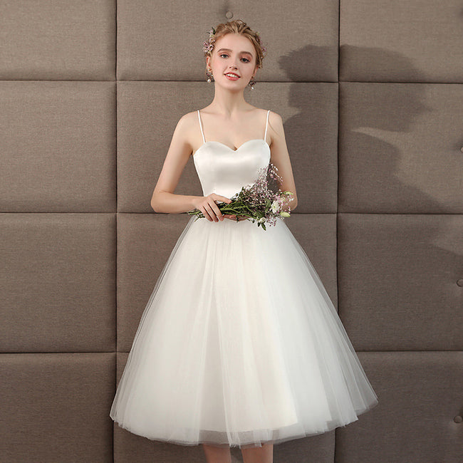 White Wedding Sling Short Photo Light Wedding Dress Graduation Season Photo Shoot Girl Hover Image