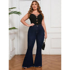 Curvy Fit High Waisted Flared Jeans For Women Plus Size Sret