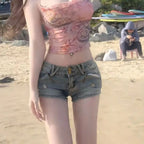 Retro Chic Sexy Ripped Denim Mini Shorts For Women