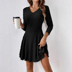 Women's Fashion French Knitted V-neck Dress