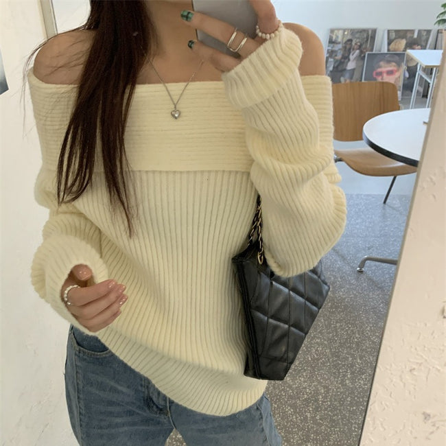 Off-shoulder Shoulder-baring Casual Sweater Women Hover Image
