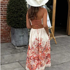Women's Fashion Hollowed-out Printing Slip Dress