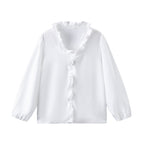 European And American-style Long-sleeve Ruffled Blouse For Women