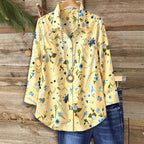 Elegant And Fashionable Printed Long-sleeve Blouse For Women In Europe And America
