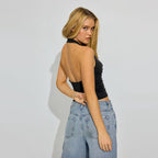 Pure Seduction Style Slash-Neck Halter Camisole Womens Outerwear Top