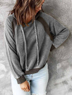 Casual Patchwork Top Hooded Long Sleeve Sweater