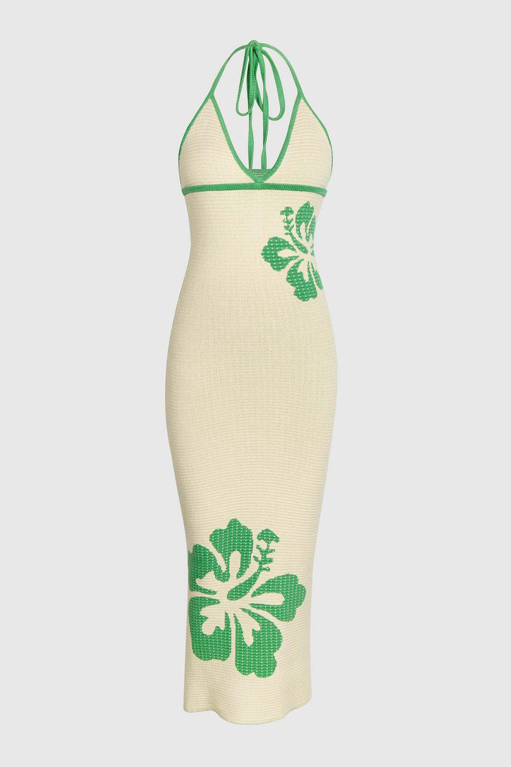 Knitted Strappy Halter V-neck Backless Sexy Dress
