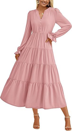 Autumn Layered Ruffled Flowy Long Dress