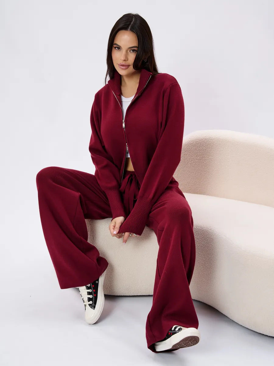 Ensemble deux pièces décontracté cardigan pour femme