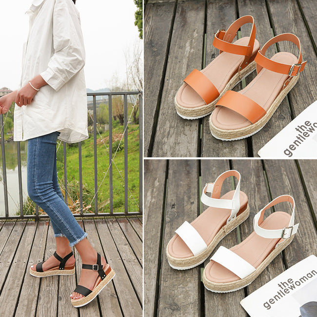 Wedge Sandals For Women Hemp Rope Sole Platform Shoes Hover Image