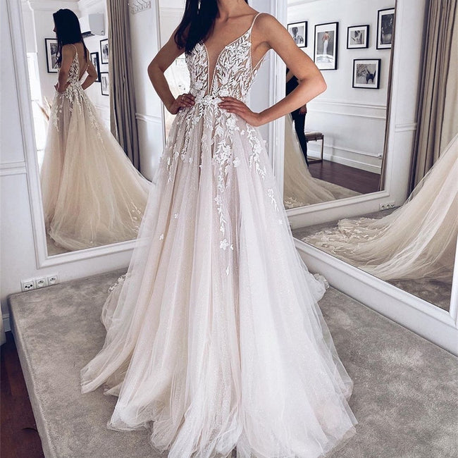 Women's White Evening Gown Wedding Dress Hover Image