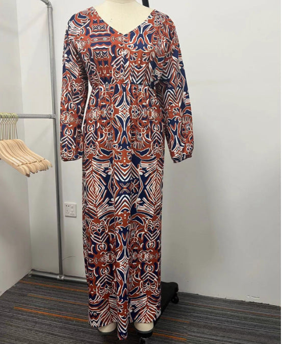 Printed Long Slimming Dress