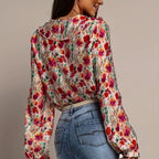 SpringSummer Western-style Fashionable Printed Blouse For Women