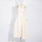 Fashion Women Pleated Patchwork Long Dress