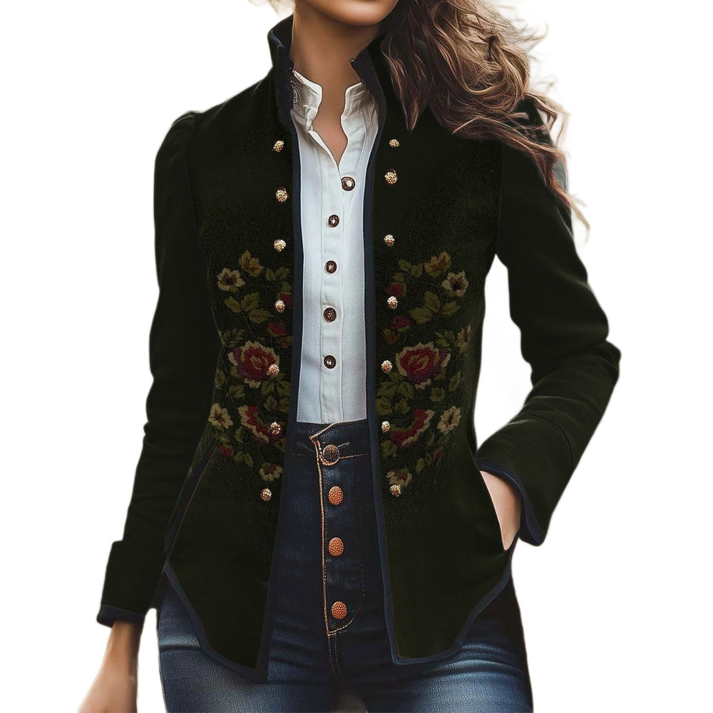Blazer élégant brodé floral pour femmes