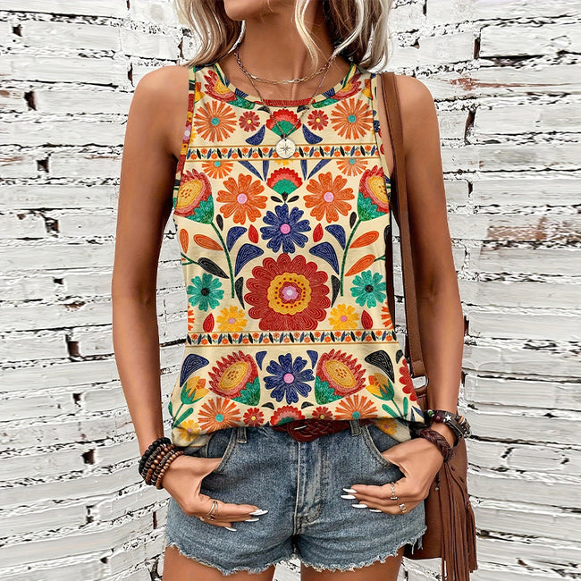 Summer Sleeveless Floral Vest For Women Hover Image