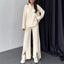 Fall Women's Clothing Solid Color Zipper Knitting Suit High Neck Ribbing Home Wear Two-piece Set