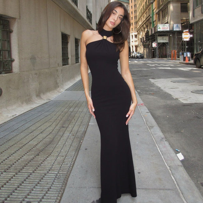 Slim Fit High Neck Sleeveless Slit Dress For Women Main Image
