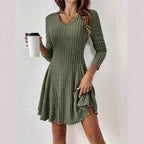 Women's Fashion French Knitted V-neck Dress