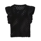 Hollow Out Layered Decorative Knitted Sweater Vest For Women