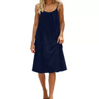 Women's Solid Color Spaghetti Strap Backless Dress - Sleeveless Summer Bodycon Fit Casual Evening Dress For Daily Wear Holiday Outfit