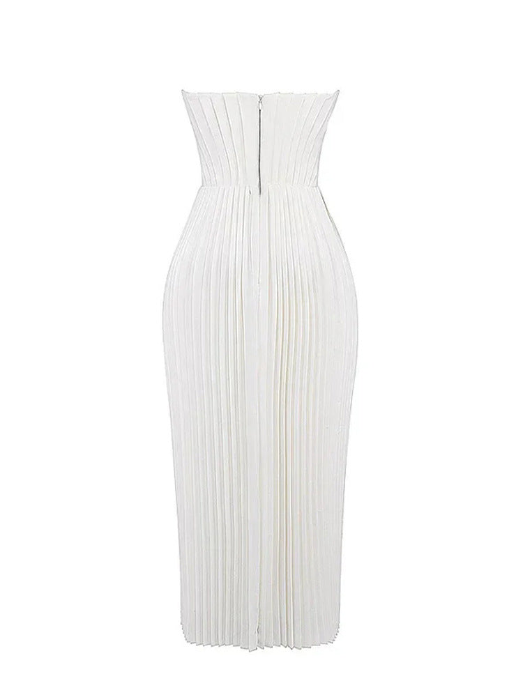 Fashion Elegant V-neck Sleeveless Pleated Dress