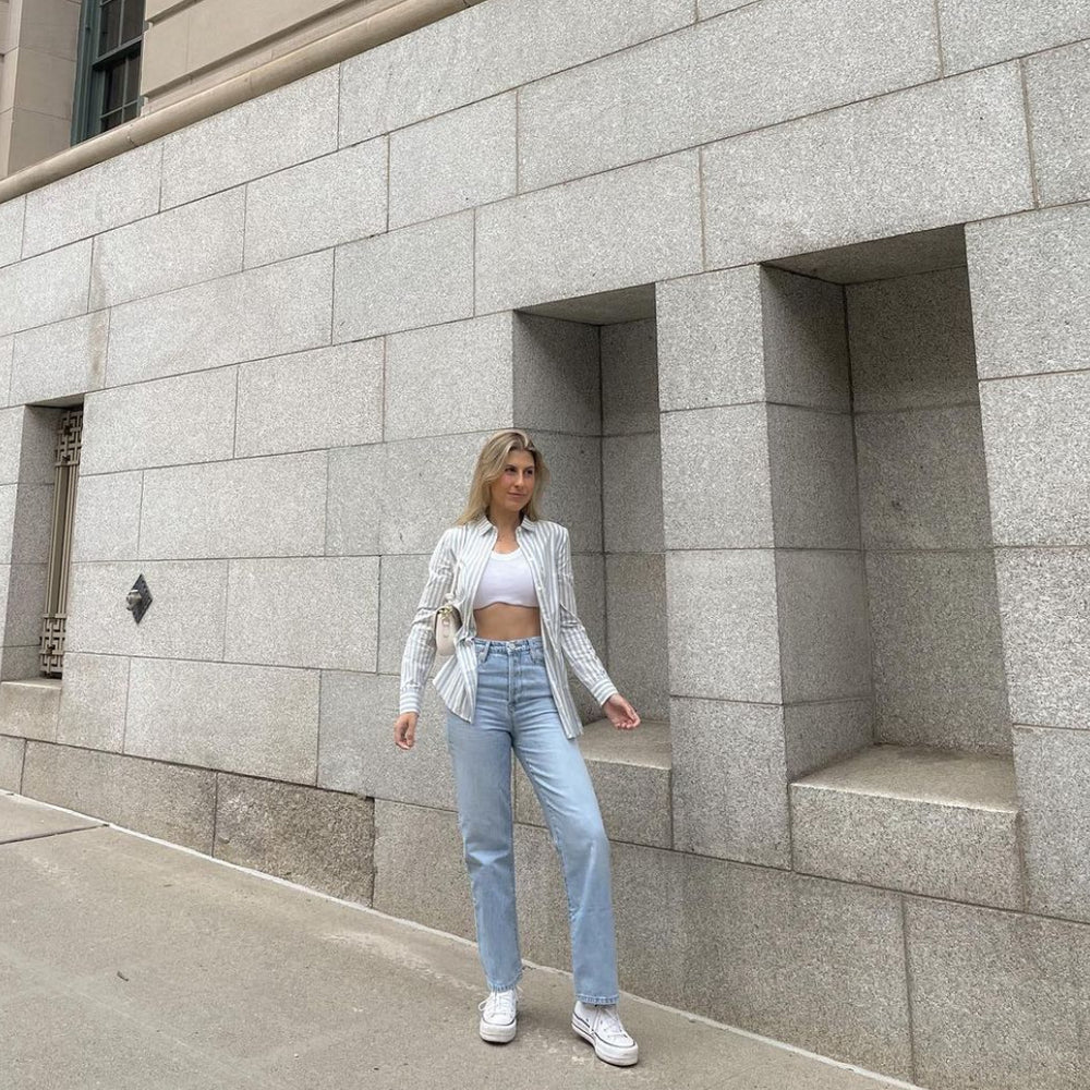 Jean droit femme taille haute très tendance